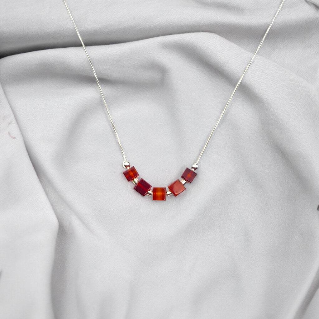 Cube - Carnelian Sterling Silver Necklace Necklace Bijou by SAM