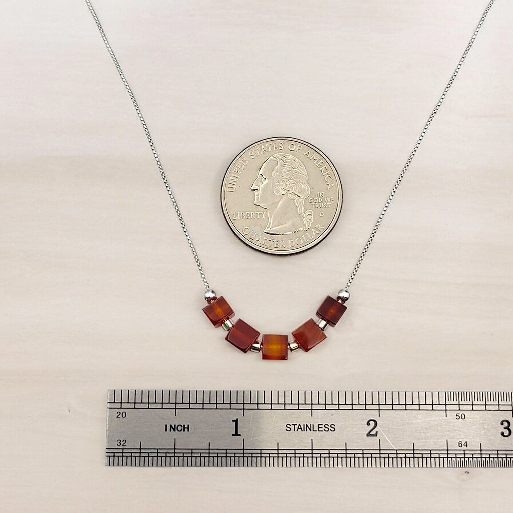 Cube - Carnelian Sterling Silver Necklace Necklace Bijou by SAM