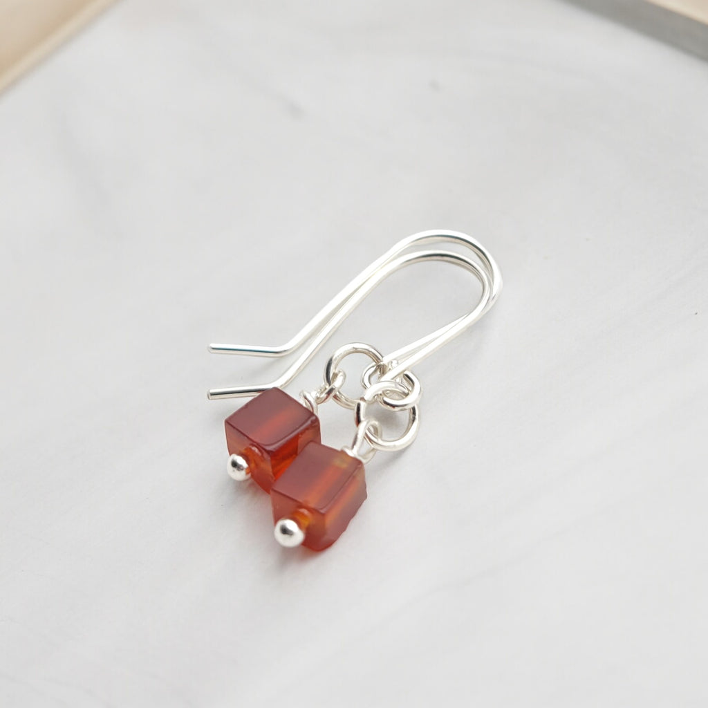 Cube - Carnelian & Sterling Silver Earrings Earrings Bijou by SAM