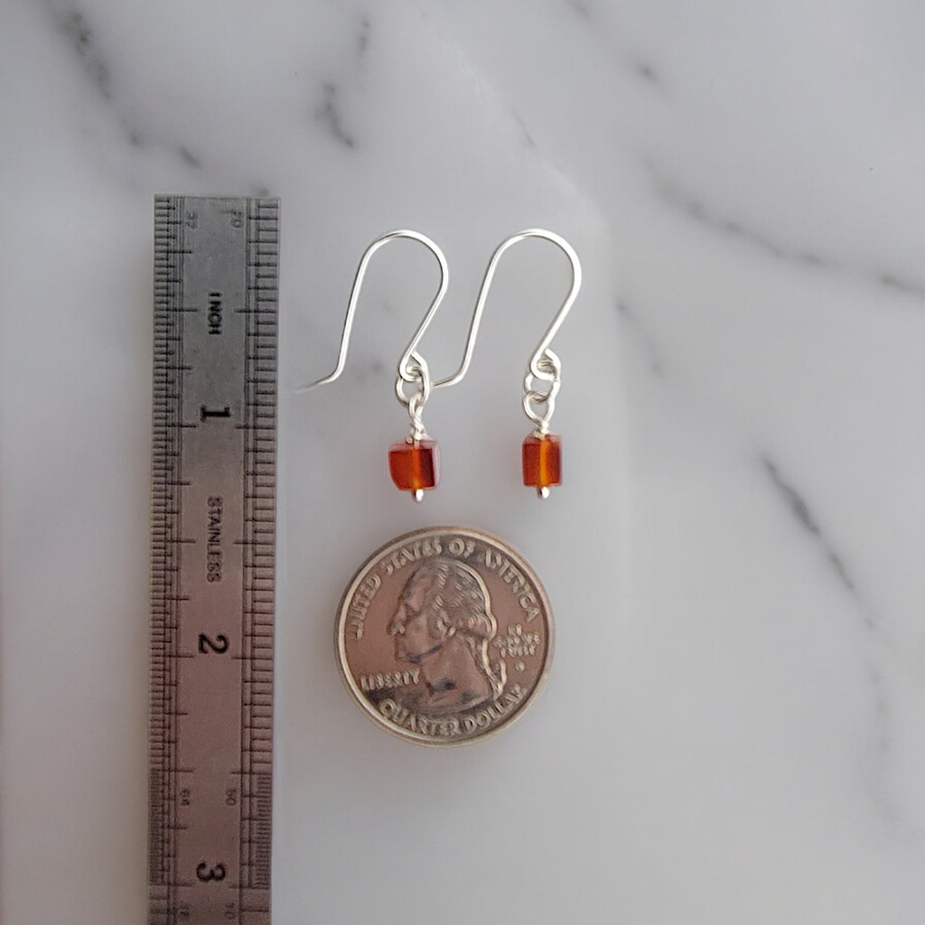 Cube - Carnelian & Sterling Silver Earrings Earrings Bijou by SAM