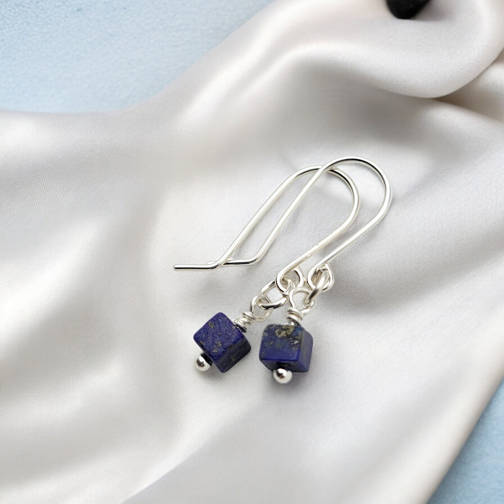 Cube -Small Lapis Lazuli & Silver Earrings Earrings Bijou by SAM