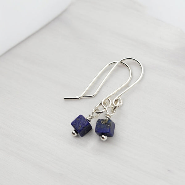 Cube -Small Lapis Lazuli & Silver Earrings Earrings Bijou by SAM