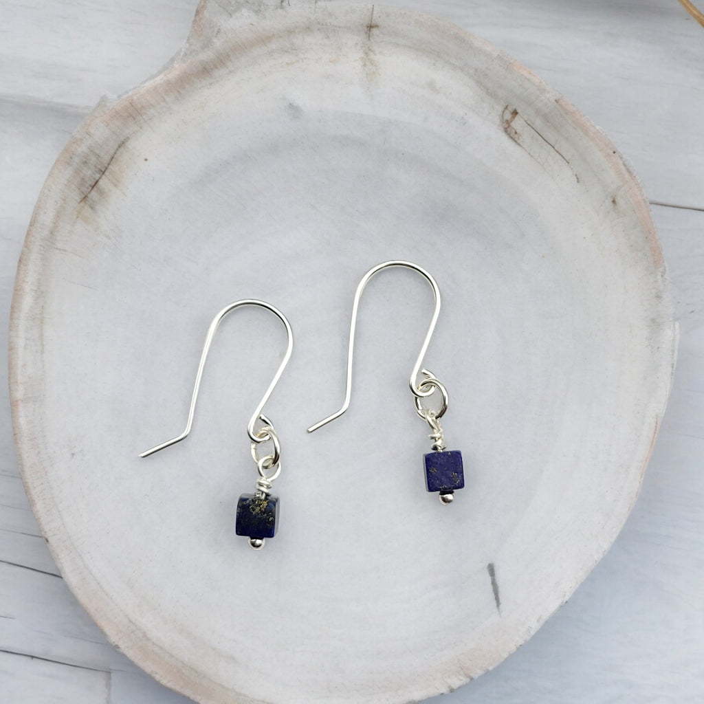 Cube -Small Lapis Lazuli & Silver Earrings Earrings Bijou by SAM