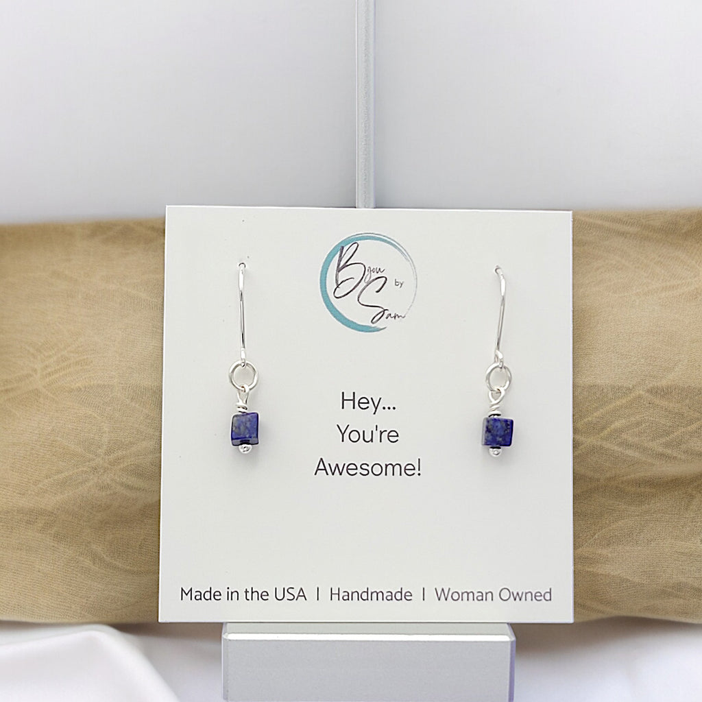 Cube -Small Lapis Lazuli & Silver Earrings Earrings Bijou by SAM