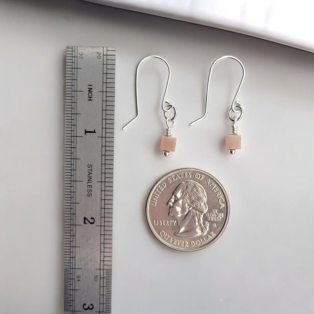 Cube - Pink Rhodonite & Sterling Silver Earrings Bijou by SAM