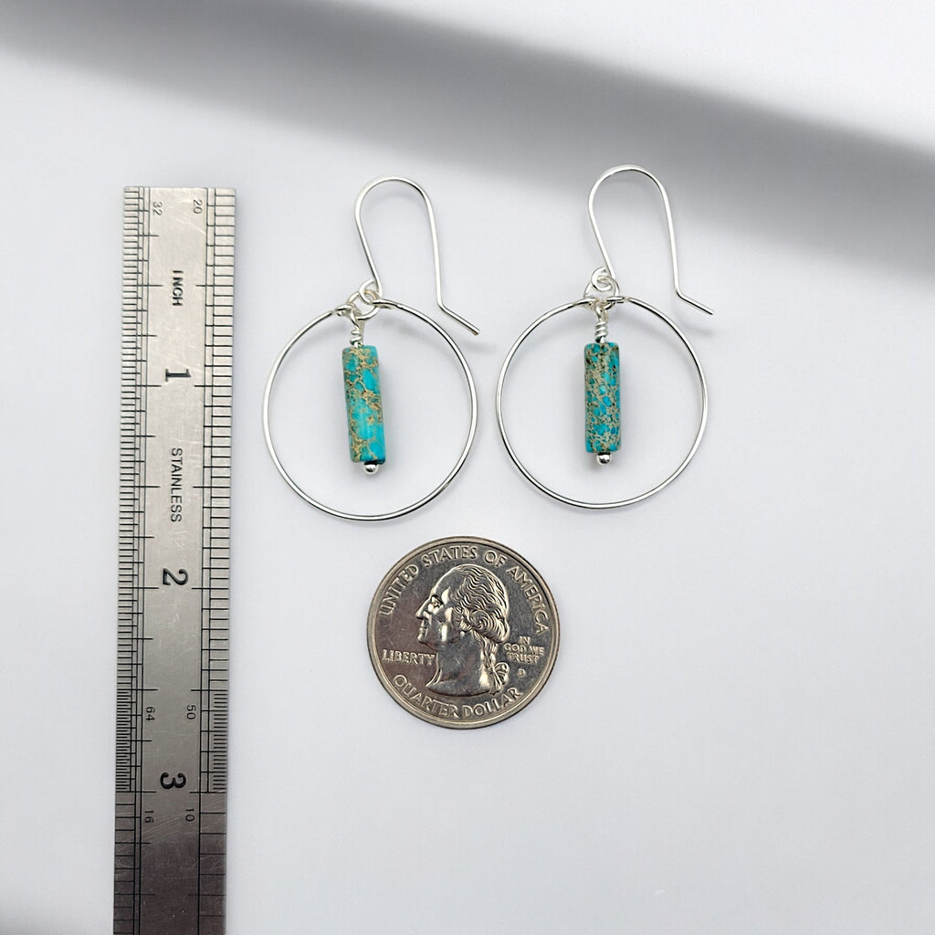 Mystique - Silver Hoop Earrings with Turquoise Earrings Bijou by SAM