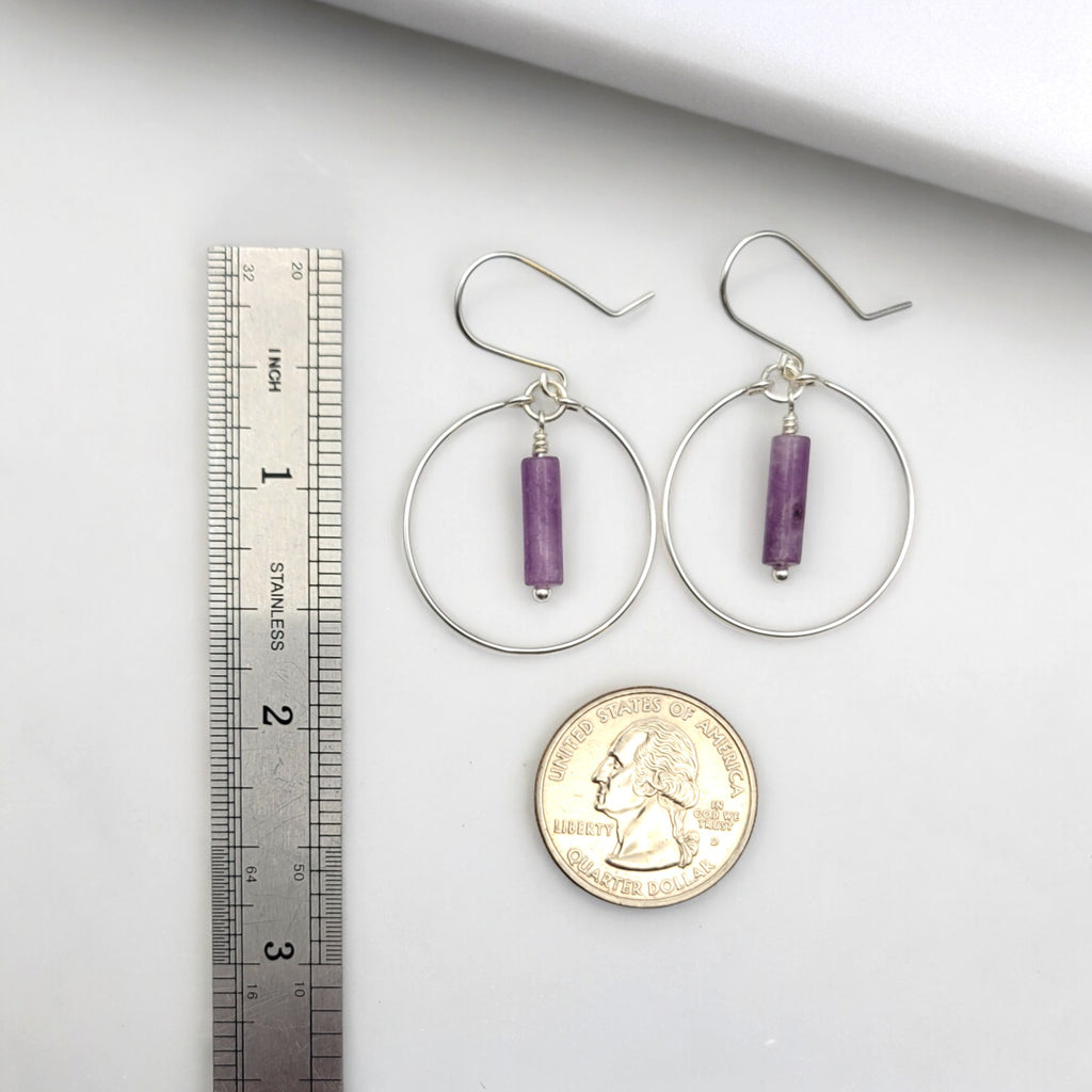 Mystique - Silver Hoop Earrings with Amethyst Earrings Bijou by SAM