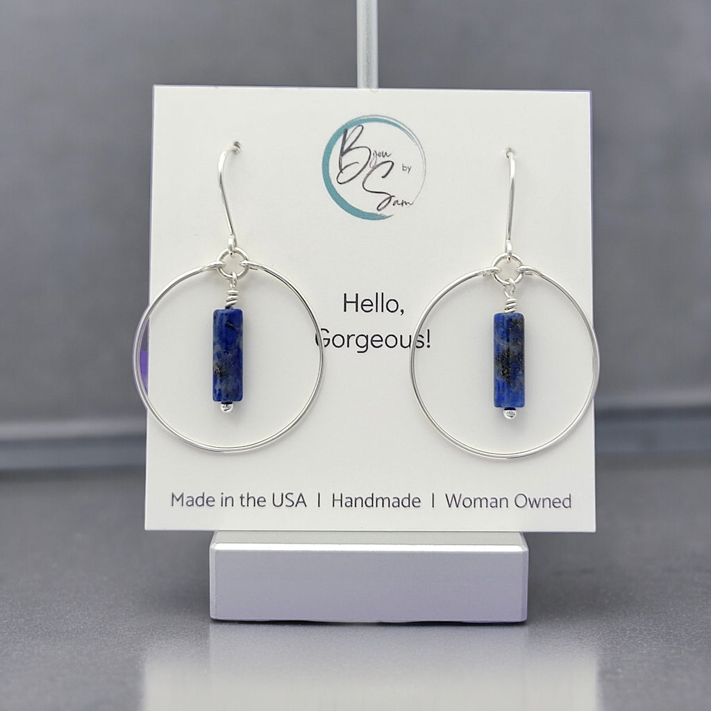 Mystique - Silver Hoops with Lapis Lazuli Earrings Bijou by SAM