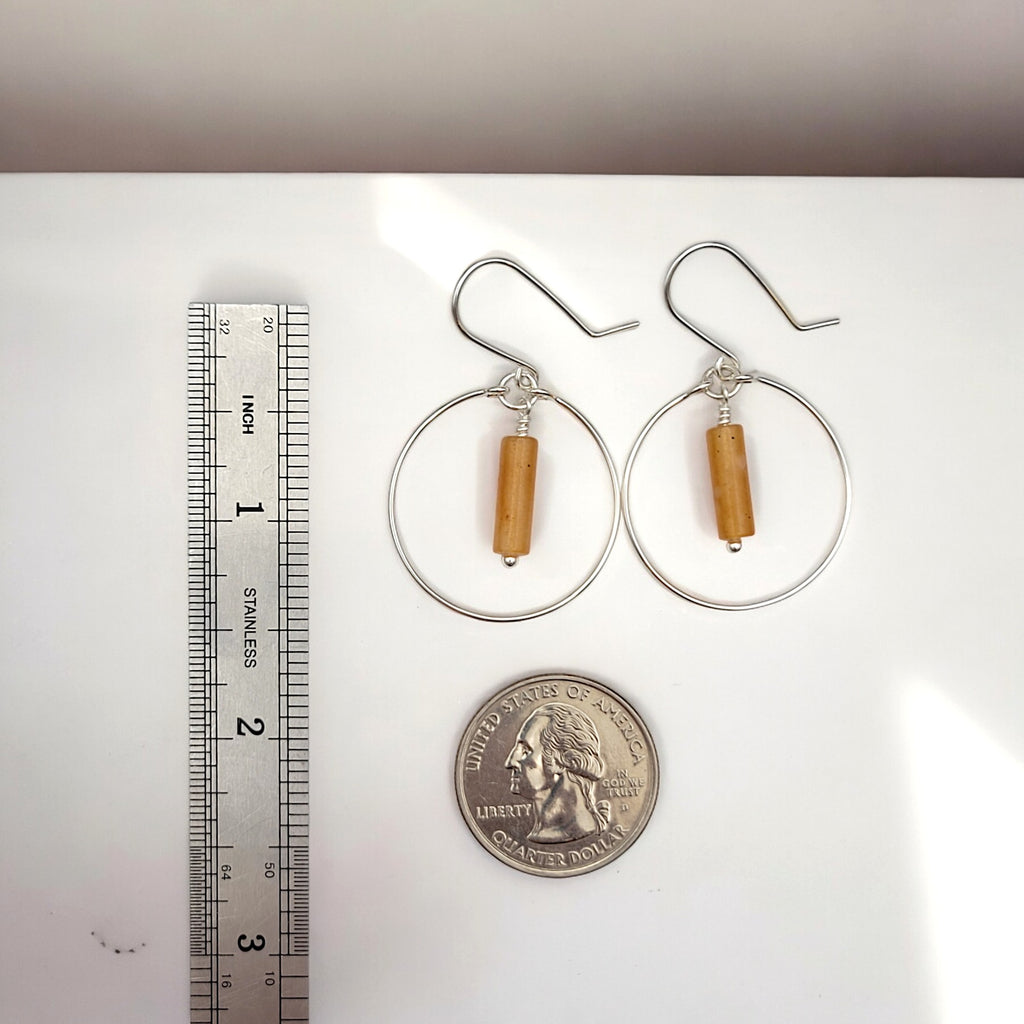 Mystique - Silver Hoop with Orange Aventurine Earrings Bijou by SAM