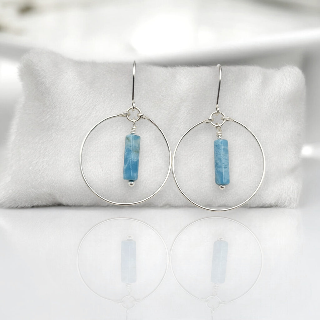 Mystique - Silver Hoops with Larimar Quartz Earrings Bijou by SAM