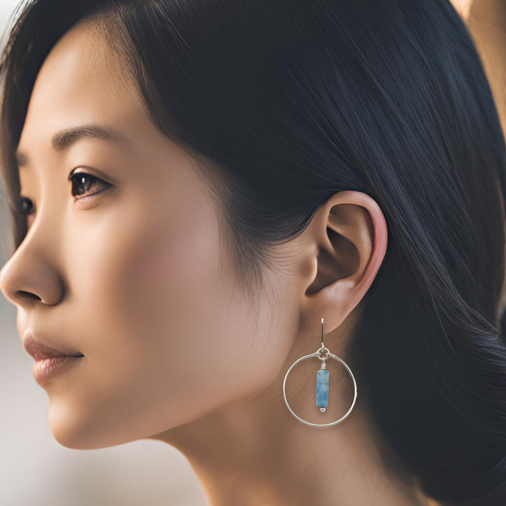 Mystique - Silver Hoops with Larimar Quartz Earrings Bijou by SAM