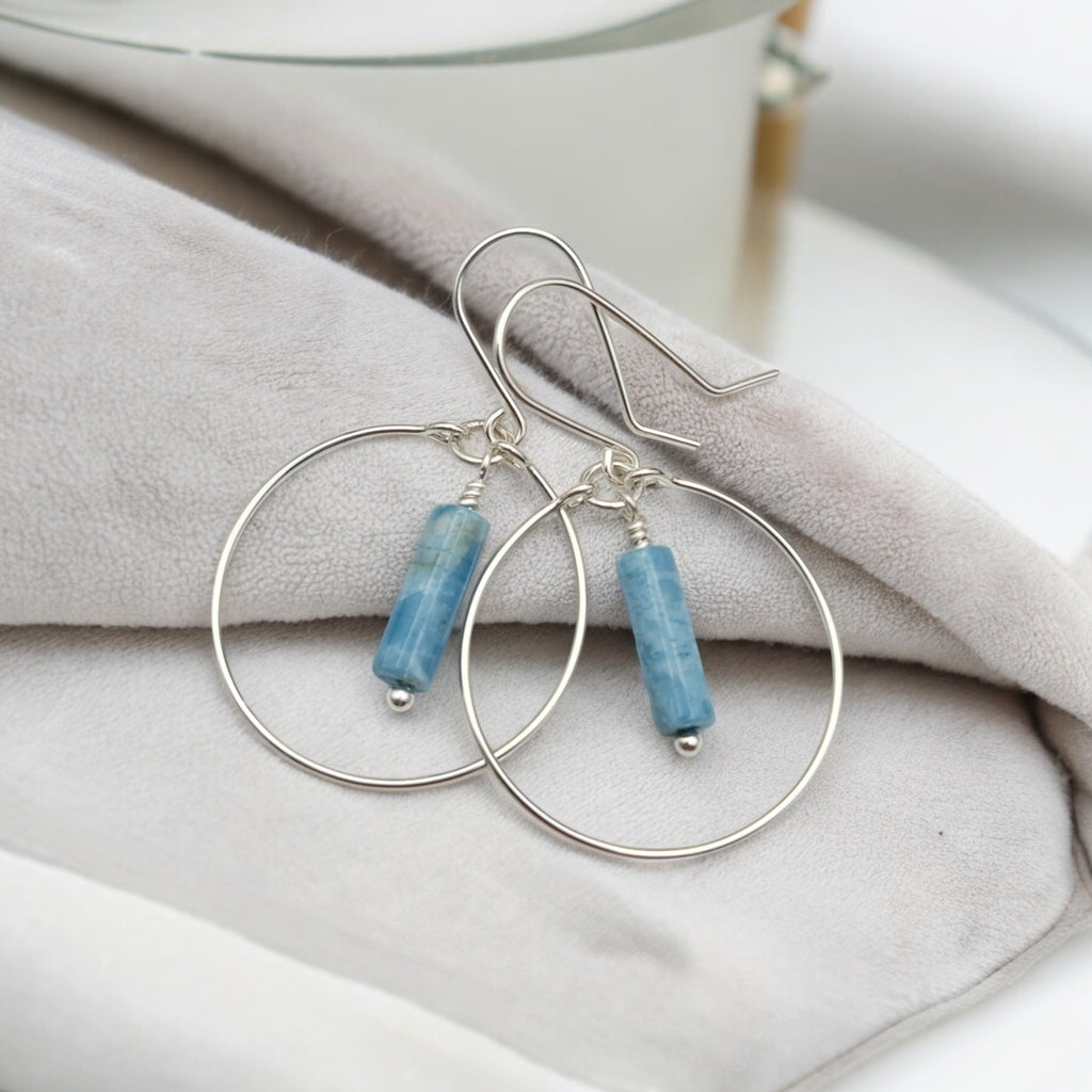 Mystique - Silver Hoops with Larimar Quartz Earrings Bijou by SAM