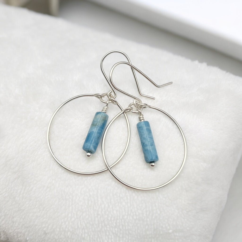 Mystique - Silver Hoops with Larimar Quartz Earrings Bijou by SAM