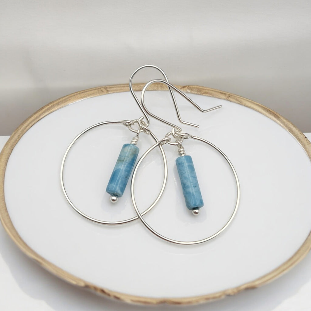 Mystique - Silver Hoops with Larimar Quartz Earrings Bijou by SAM