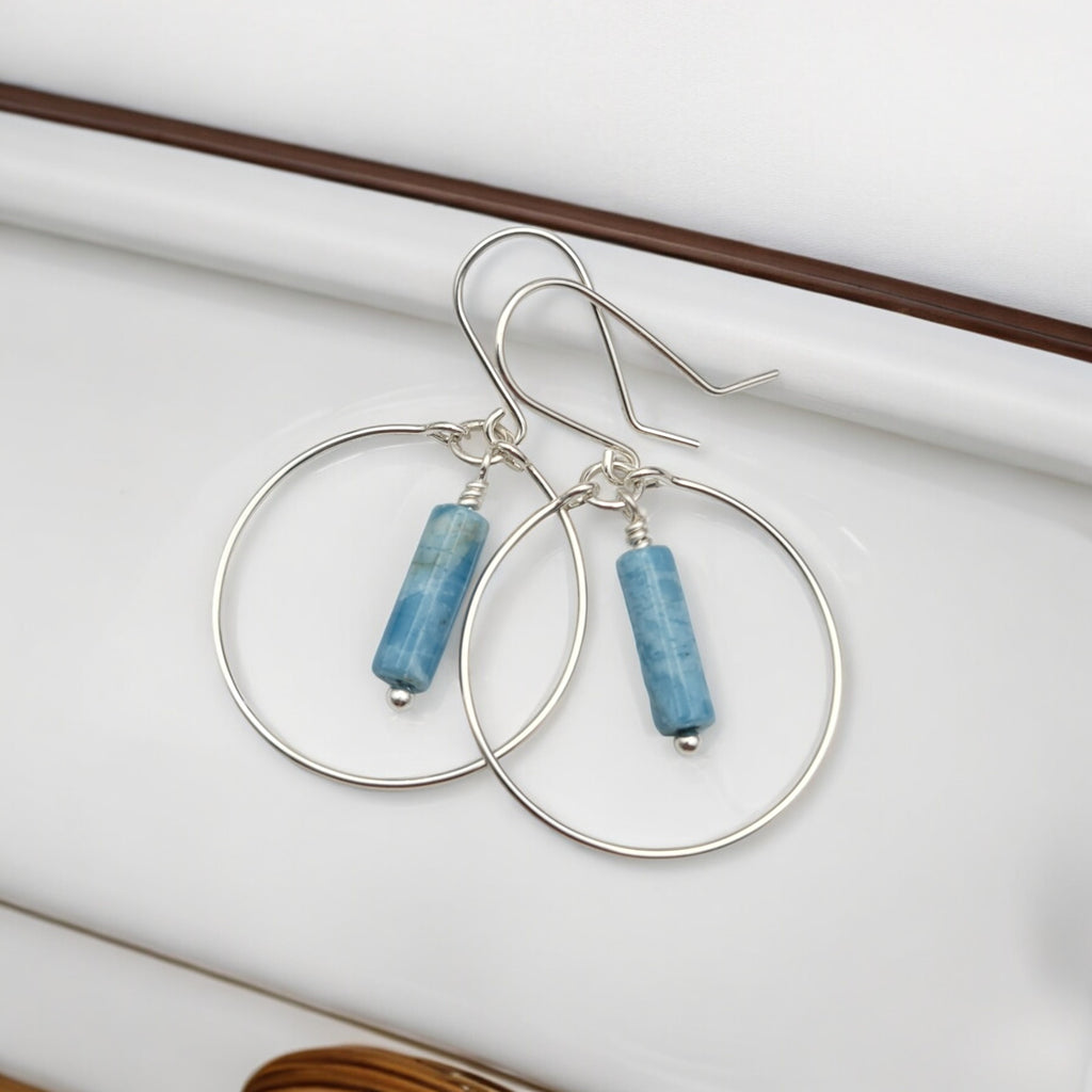Mystique - Silver Hoops with Larimar Quartz Earrings Bijou by SAM