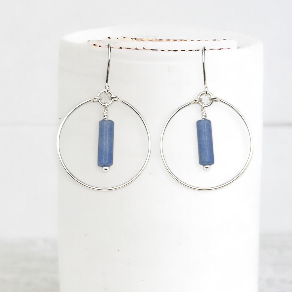 Mystique - Silver Hoops with Blue Aventurine Earrings Bijou by SAM