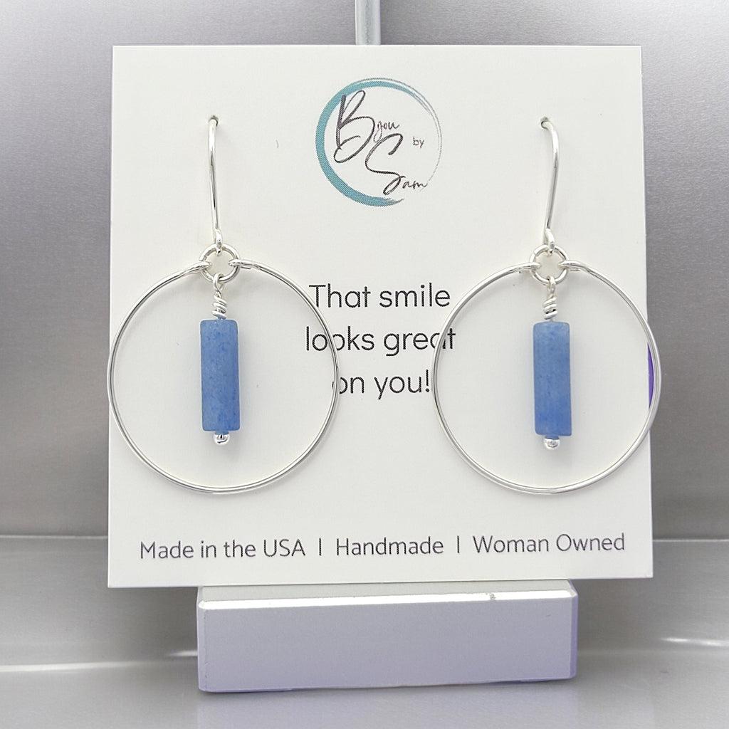 Mystique - Silver Hoops with Blue Aventurine Earrings Bijou by SAM