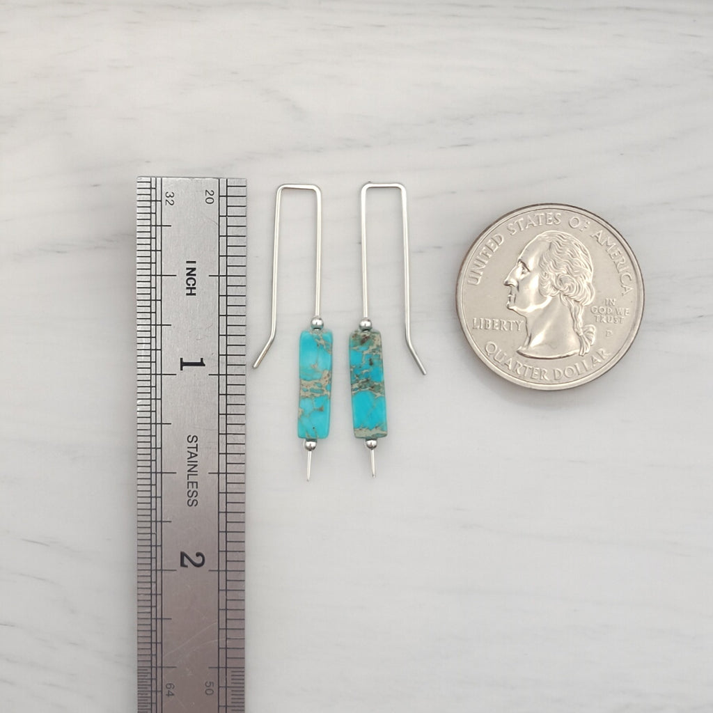 Turqouise & Sterling Silver Threader Earrings Earrings Bijou by SAM