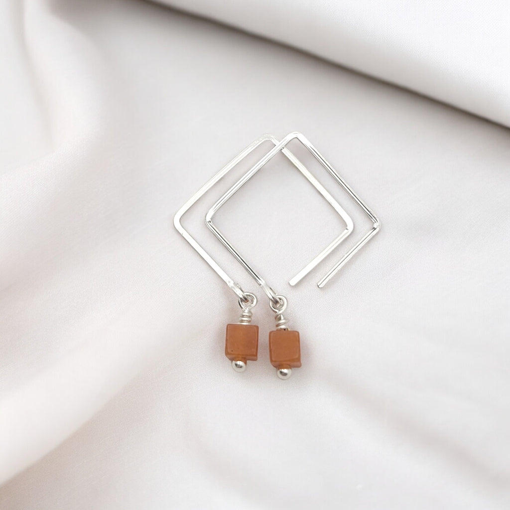 Cube - Orange Aventurine Square Earrings Earrings Bijou by SAM