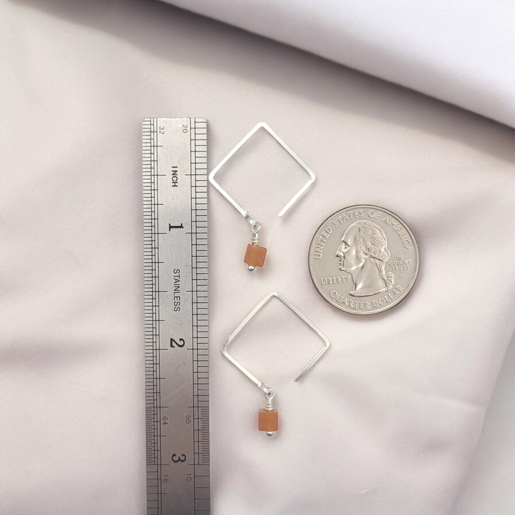 Cube - Orange Aventurine Square Earrings Earrings Bijou by SAM