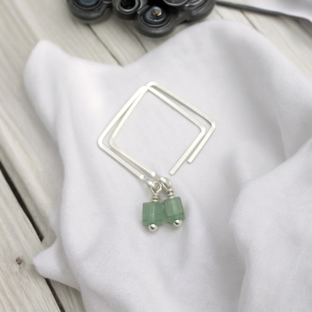 Cube - Green Aventurine Square Earrings Earrings Bijou by SAM
