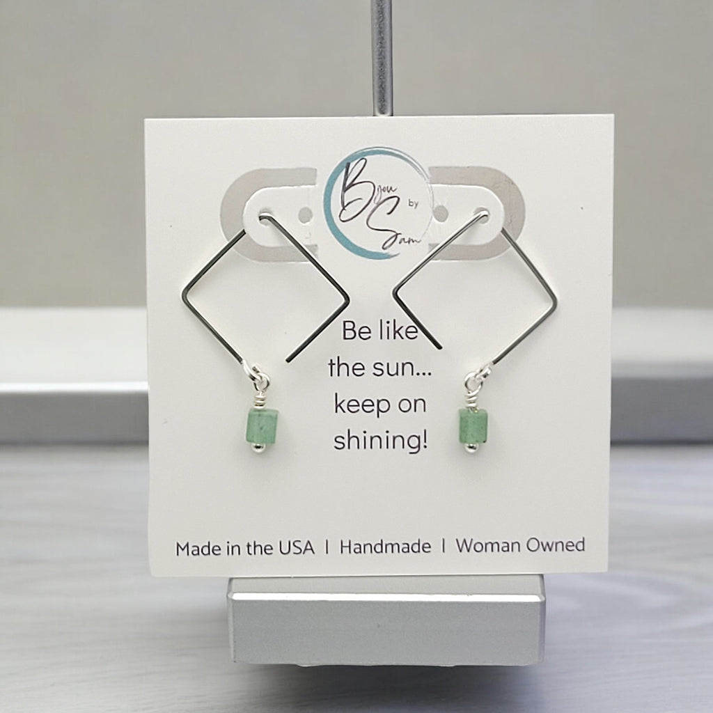 Cube - Green Aventurine Square Earrings Earrings Bijou by SAM