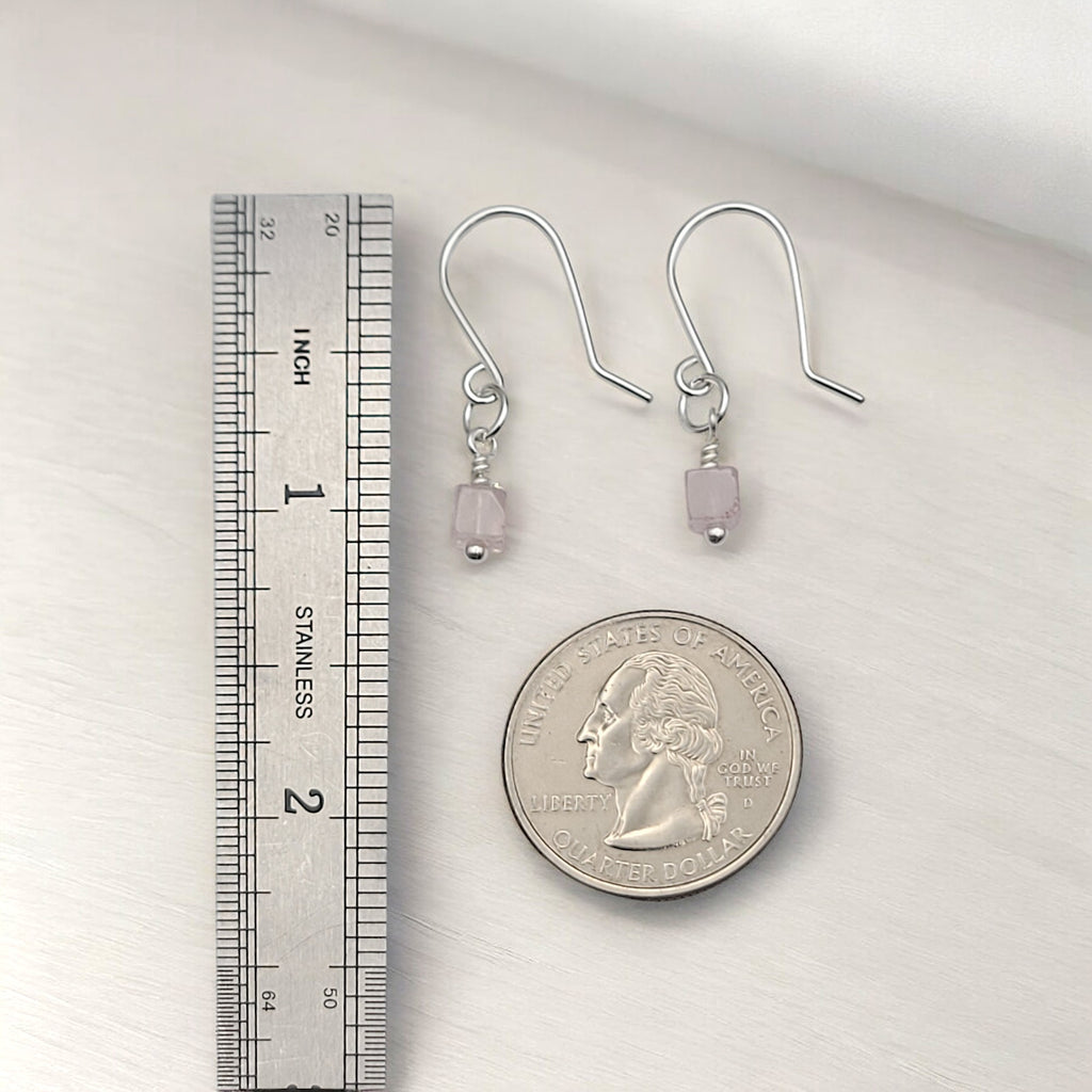 Cube - Small Rose Quartz Earrings Earrings Bijou by SAM