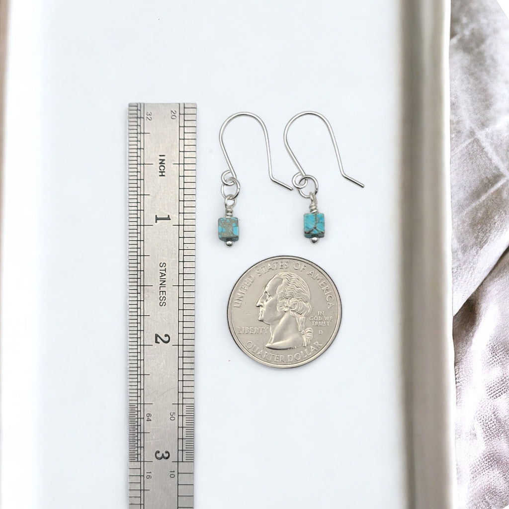 Cube - Small Silver & Turquoise Earrings Bijou by SAM