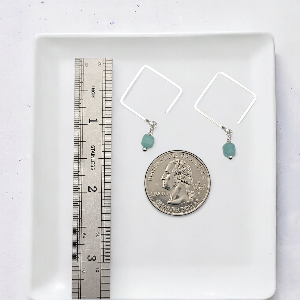 Cube - Square Threaders with Amazonite Earrings Bijou by SAM