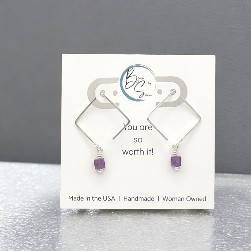 Cube - Square Threader with Amethyst  Bijou by SAM