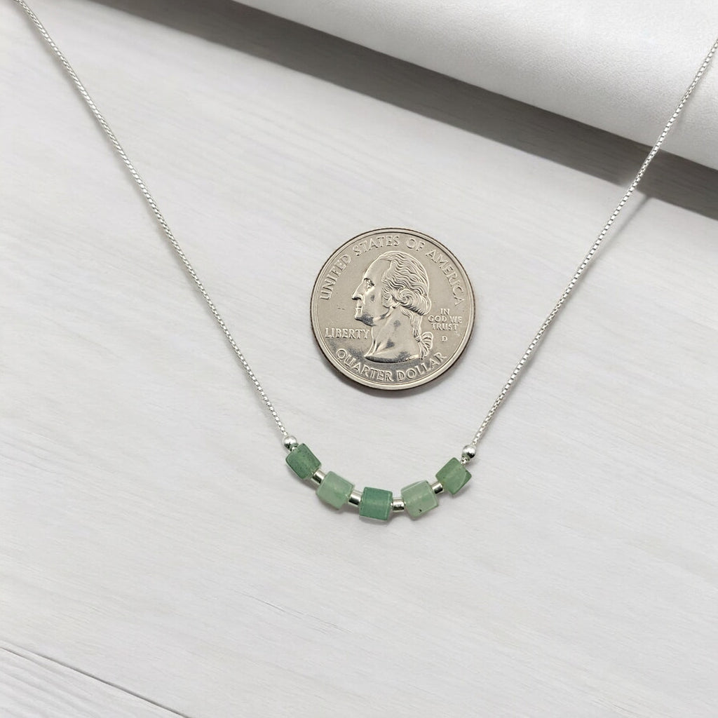 Cube - Sterling Silver & Green Aventurine Necklace Bijou by SAM
