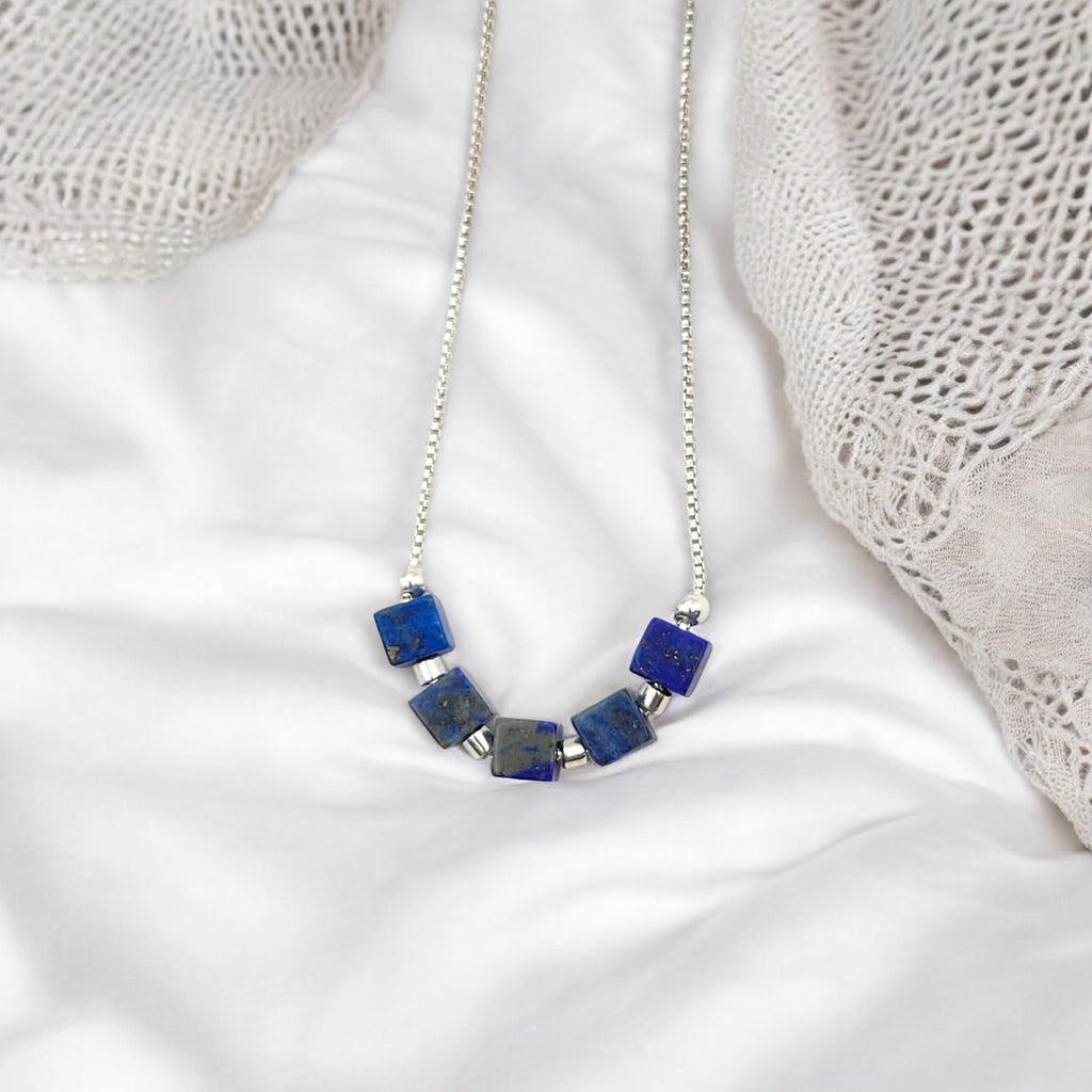 Cube - Silver & Lapis Lazuli Necklace Necklace Bijou by SAM