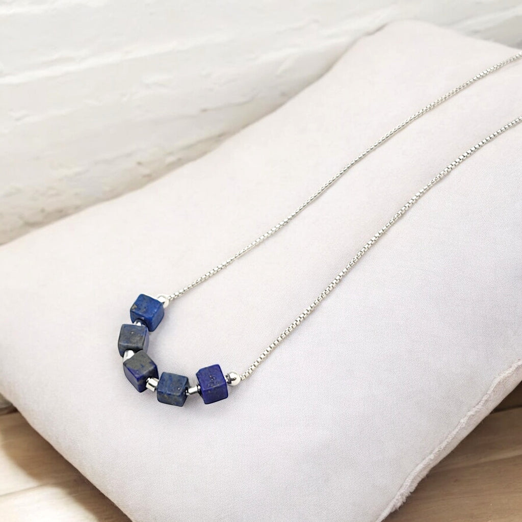 Cube - Silver & Lapis Lazuli Necklace Necklace Bijou by SAM