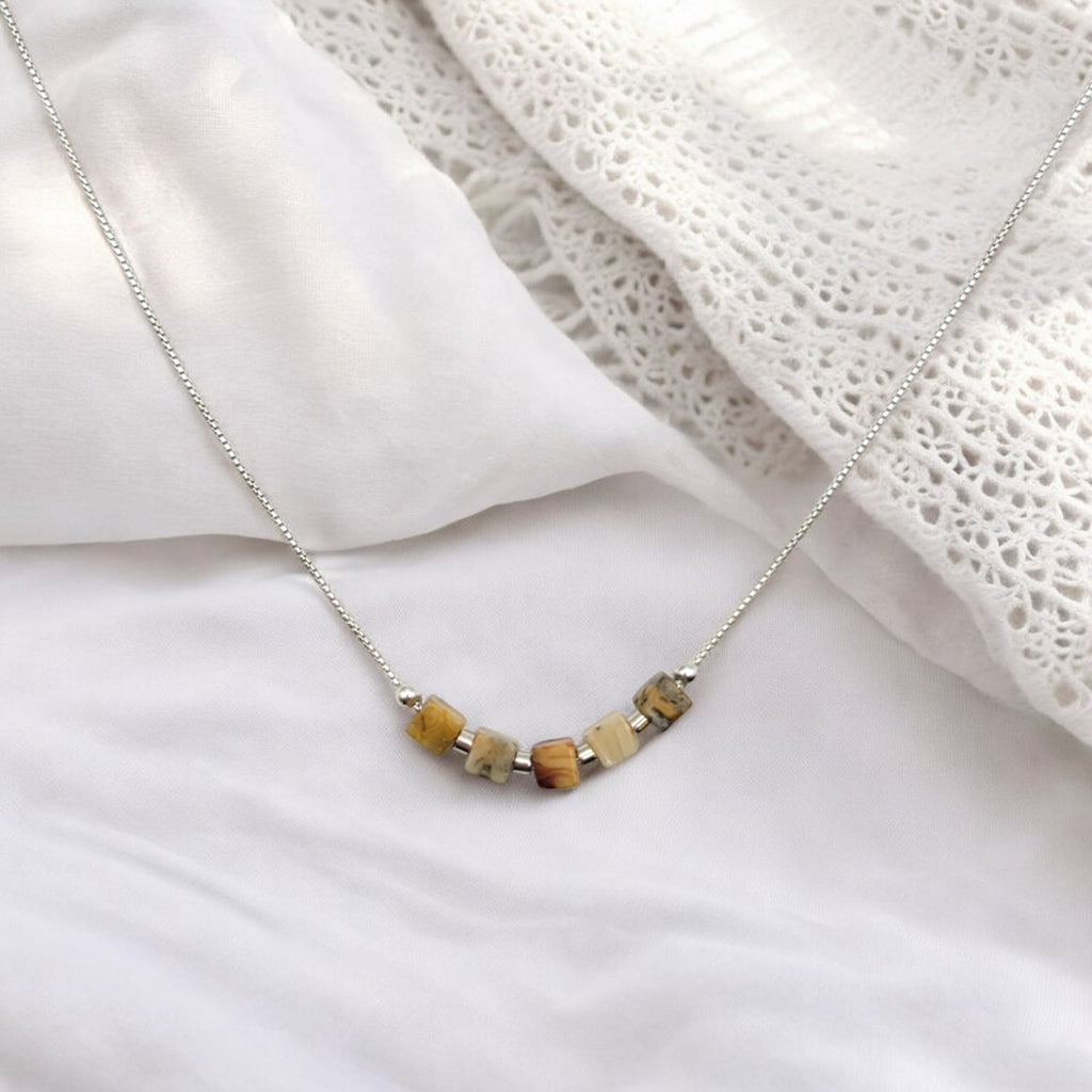 Cube - Silver & Crazy Lace Agate Necklace Necklace Bijou by SAM