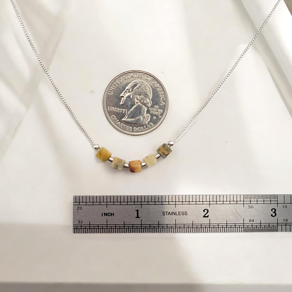 Cube - Silver & Crazy Lace Agate Necklace Necklace Bijou by SAM