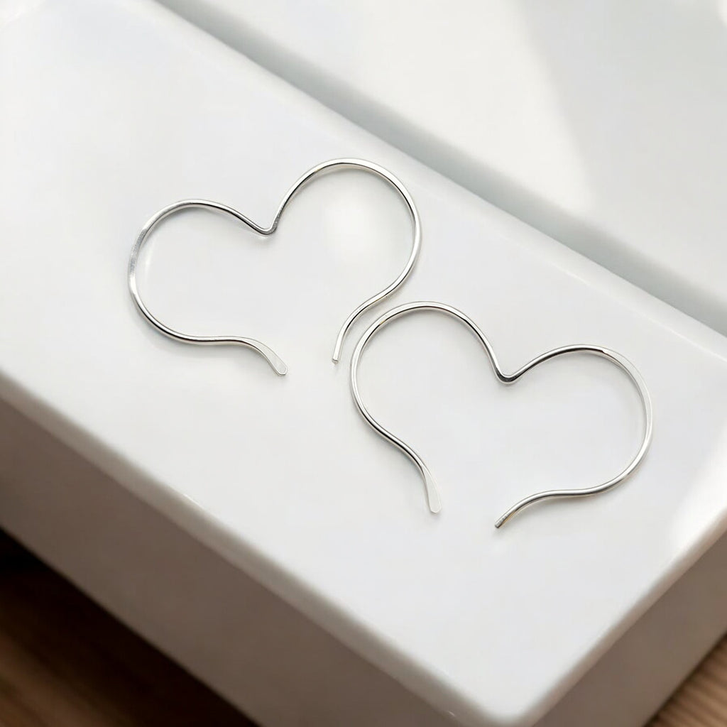 Heart - Gold or Silver Heart Threaders Earrings Bijou by SAM Sterling silver