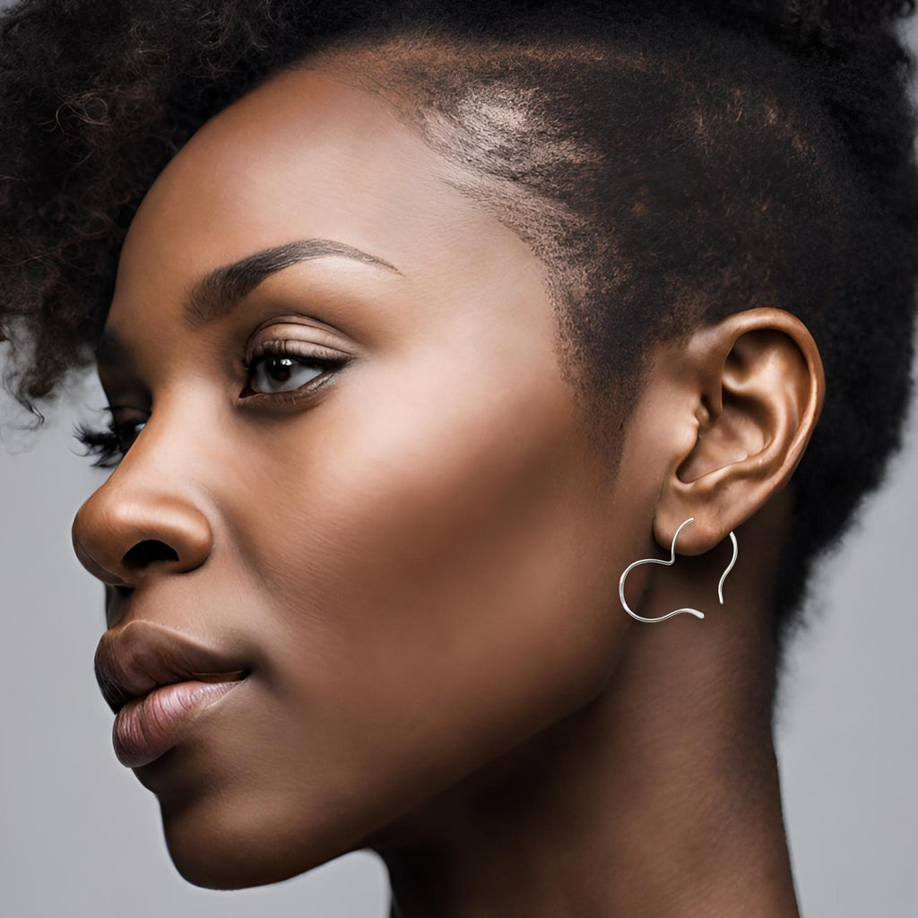 Heart - Gold or Silver Heart Threaders Earrings Bijou by SAM