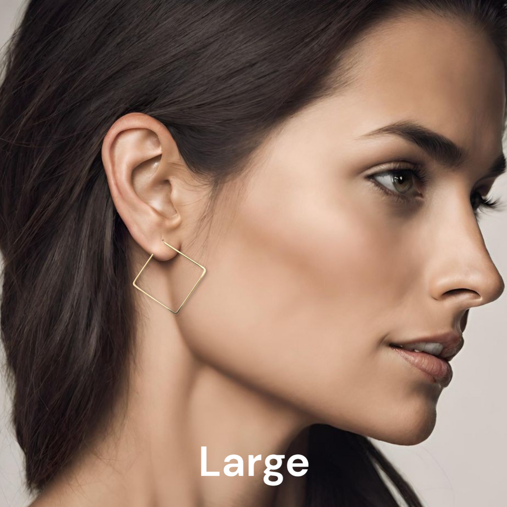 True - Square Gold Hoop Earrings Earrings Bijou by SAM