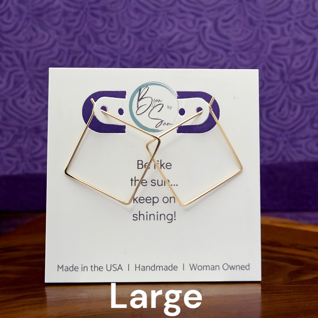 True - Square Gold Hoop Earrings Earrings Bijou by SAM