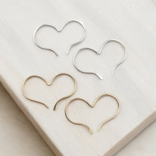 Heart - Gold or Silver Heart Threaders Earrings Bijou by SAM