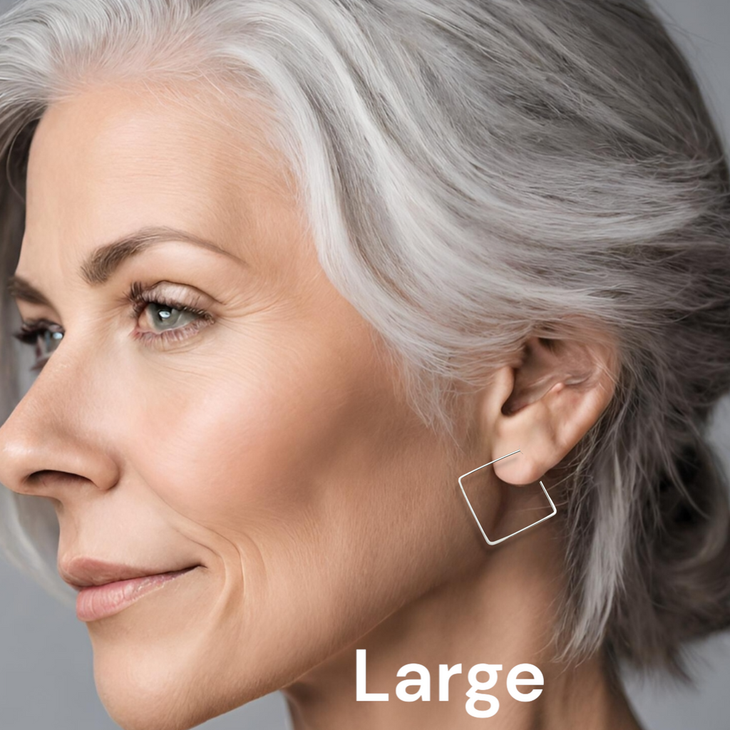 True - Silver Square Hoops Earrings Bijou by SAM