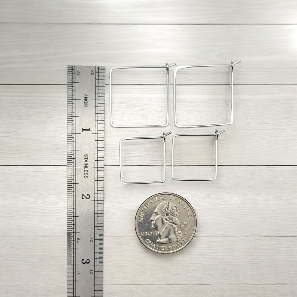 True - Silver Square Hoops Earrings Bijou by SAM