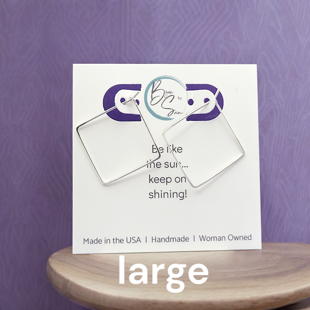 True - Silver Square Hoops Earrings Bijou by SAM