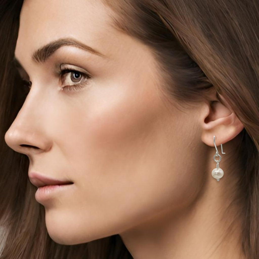 Pearl - Silver & Ivory Dangle Earrings Bijou by SAM