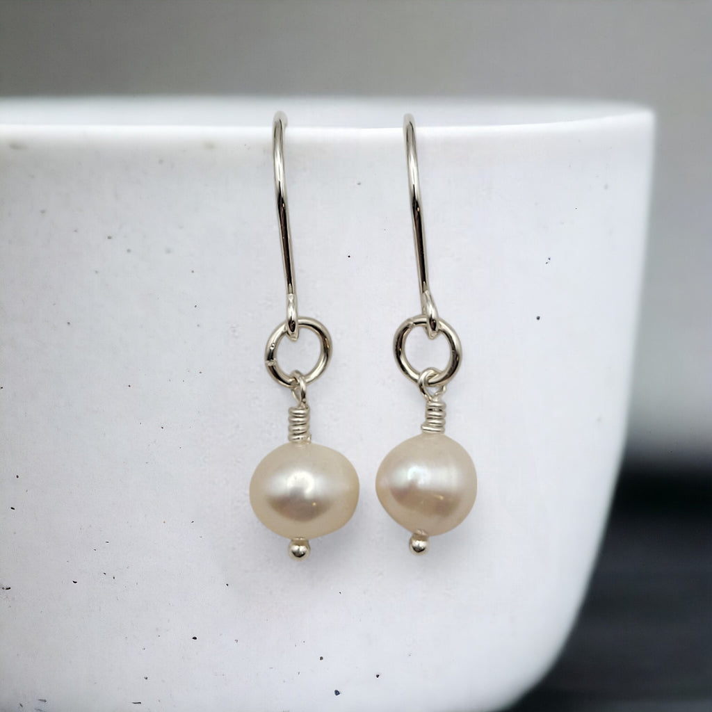 Pearl - Silver & Ivory Dangle Earrings Bijou by SAM