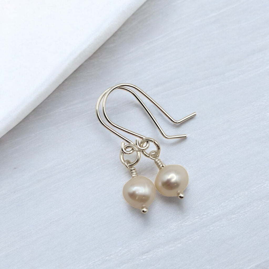 Pearl - Silver & Ivory Dangle Earrings Bijou by SAM