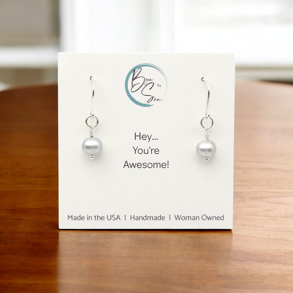 Pearl - Gray Dangle Earrings Earrings Bijou by SAM