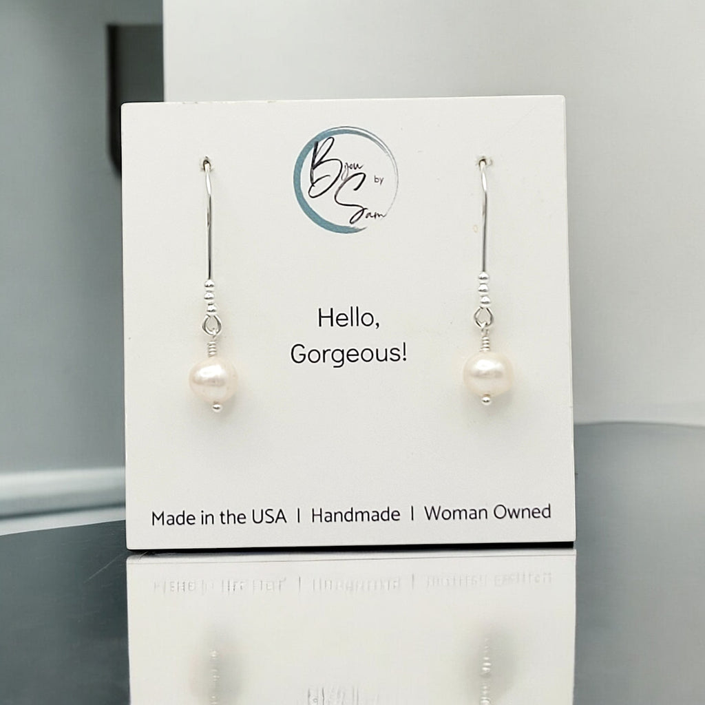 Pearl - Silver & Ivory Threader Earrings Bijou by SAM