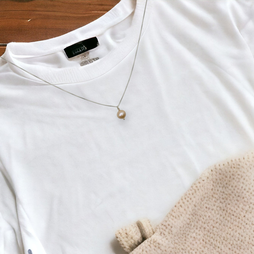 Pearl - Silver & Peach Neckalce Necklace Bijou by SAM