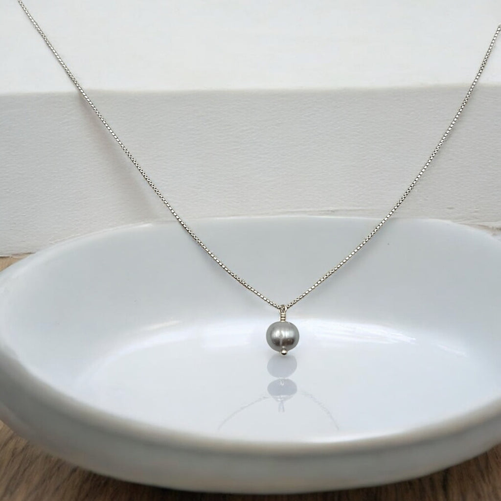 Pearl - Silver & Gray Necklace Necklace Bijou by SAM